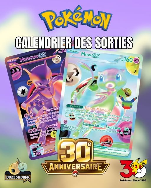 Calendrier des sorties Pokémon de l’année des 30 ans