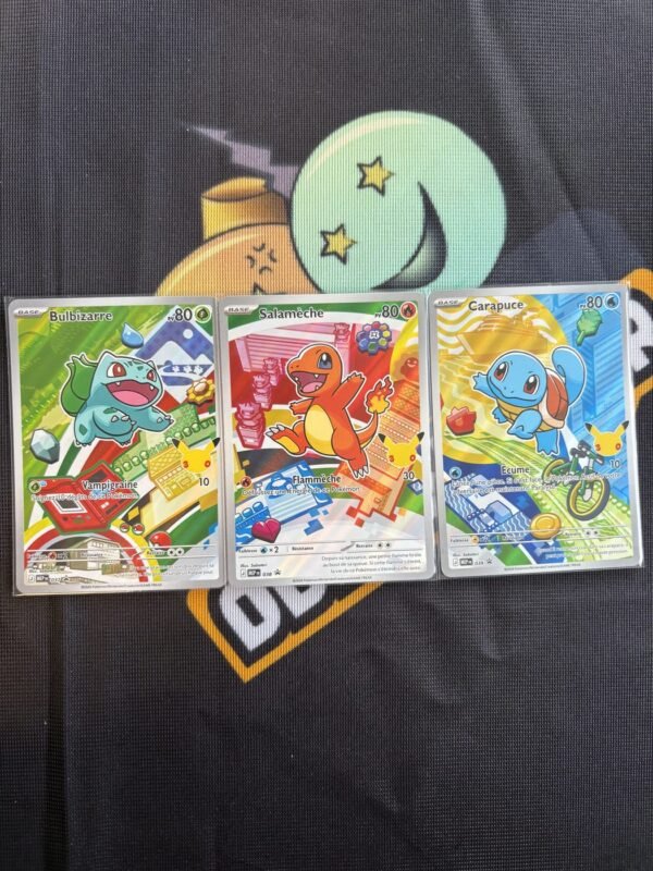 Trio starters Kanto · Bulbizarre, Salamèche, Carapuce · Promo 30 ans MEP 037-039 · FR