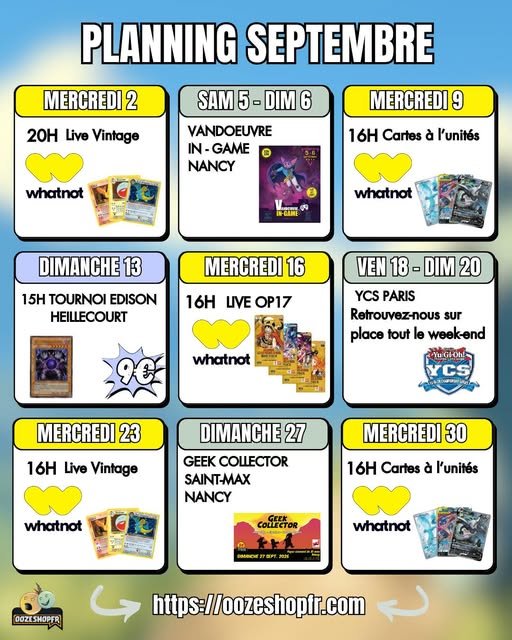 Planning de septembre OozeShop